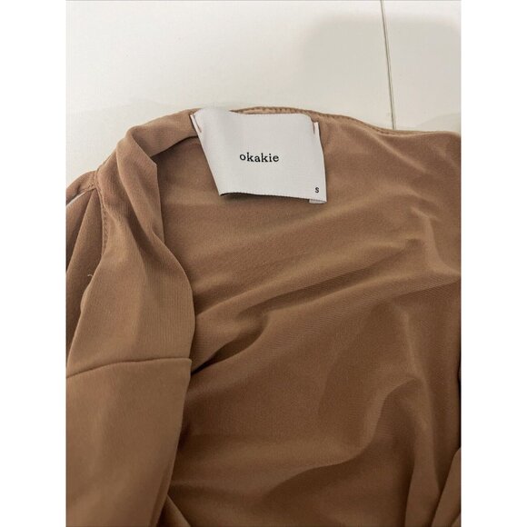 Okakie Bodysuit Women’s size S Beige Slinky Baddie - Picture 6 of 12